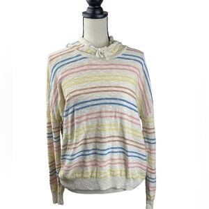 Stitches&Stripes Hooded Sweatshirt SZ M Multicolor Stripes 100% Cotton Oversized